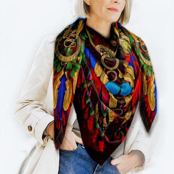 Scarlet Macaw Square Silk Modal Oversized Scarf - Picture 5 of 5